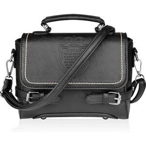 Cute Soft Black Vegan Leather Small Crossbody Purse Lightweight Everyday Handbag